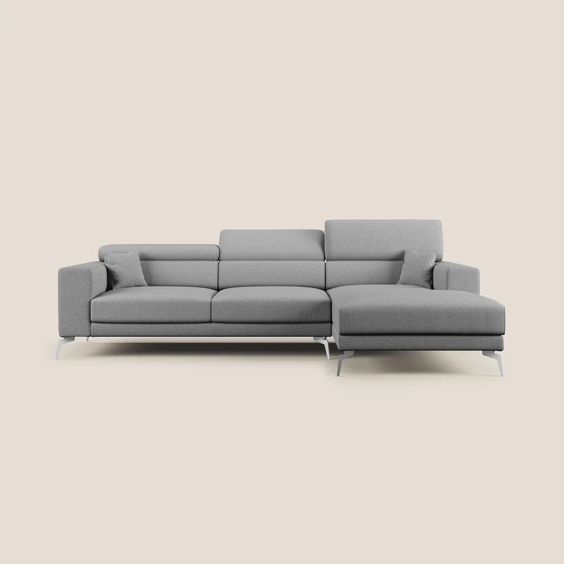 Blade Canapé d'angle avec têtières inclinables en tissu imperméable T13 gris