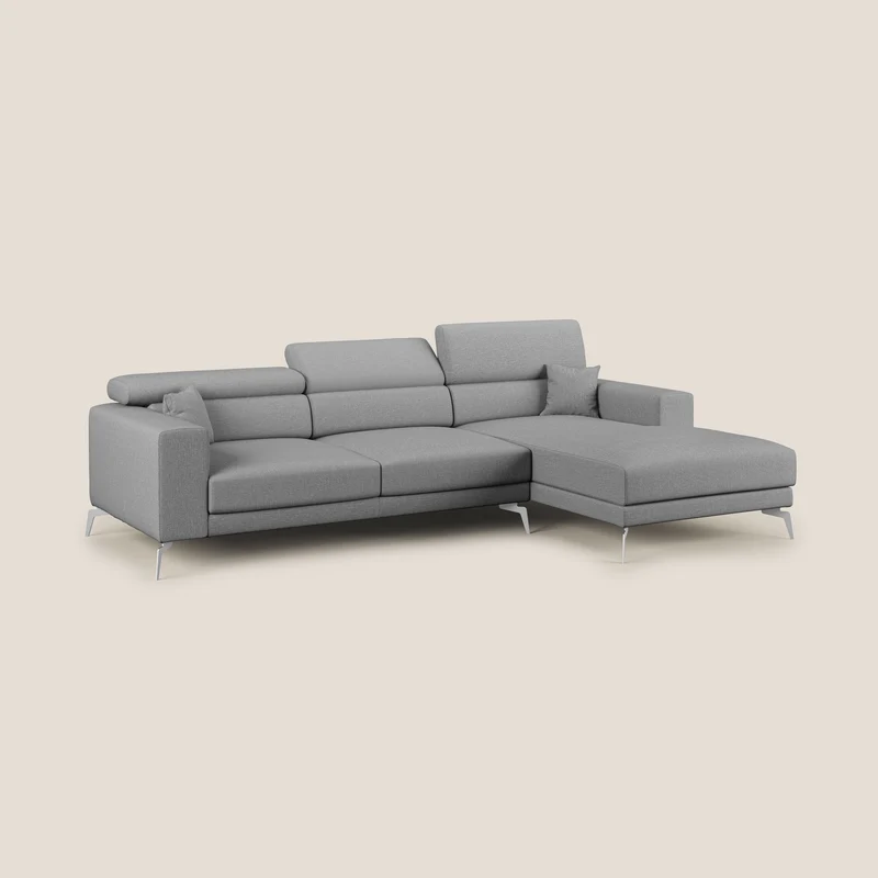 Blade Canapé d'angle avec têtières inclinables en tissu imperméable T13 gris
