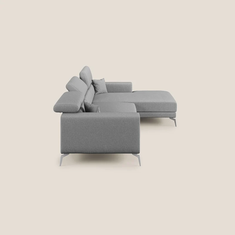 Blade Canapé d'angle avec têtières inclinables en tissu imperméable T13 gris