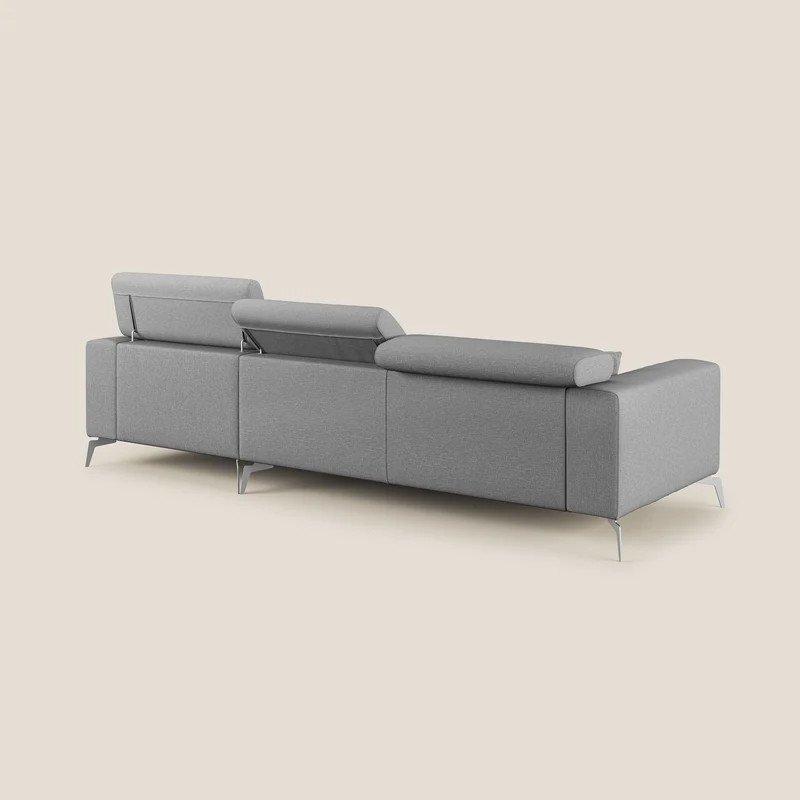 Blade Canapé d'angle avec têtières inclinables en tissu imperméable T13 gris