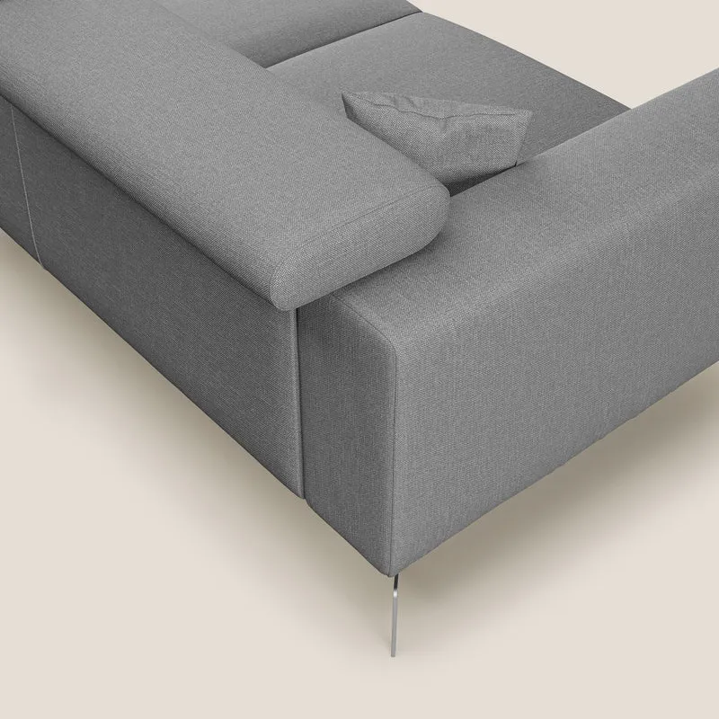 Blade Canapé d'angle avec têtières inclinables en tissu imperméable T13 gris