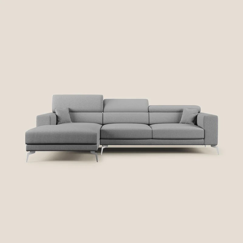 Blade Canapé d'angle avec têtières inclinables en tissu imperméable T13 gris