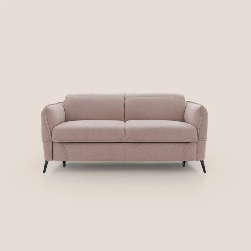 Bloom canapé avec repose-pieds extractible pieds hauts et têtières réglables en bouclette imperméable T07 rose