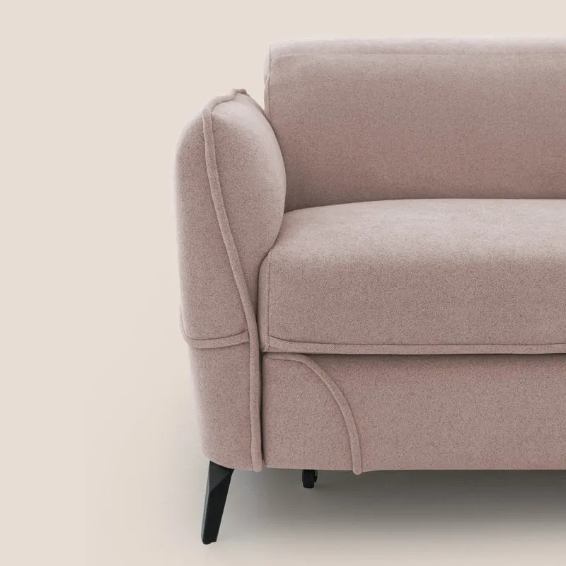 Bloom canapé avec repose-pieds extractible pieds hauts et têtières réglables en bouclette imperméable T07 rose
