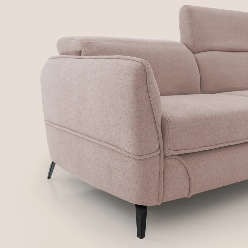 Bloom canapé avec repose-pieds extractible pieds hauts et têtières réglables en bouclette imperméable T07 rose