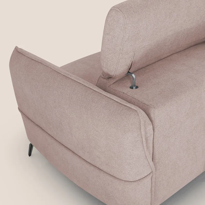Bloom canapé avec repose-pieds extractible pieds hauts et têtières réglables en bouclette imperméable T07 rose
