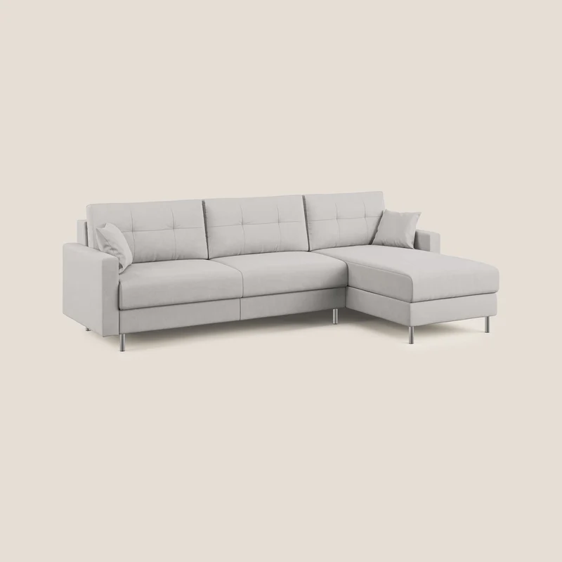 Megan canapé d'angle convertible en microfibre détachable T11 gris clair