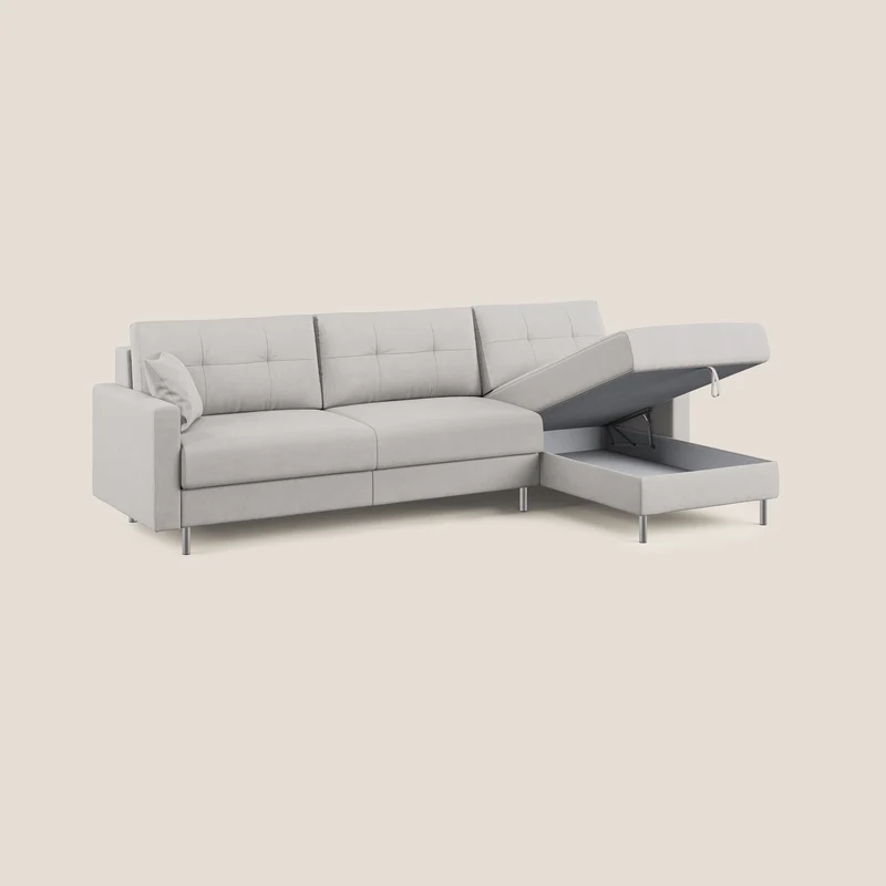 Megan canapé d'angle convertible en microfibre détachable T11 gris clair