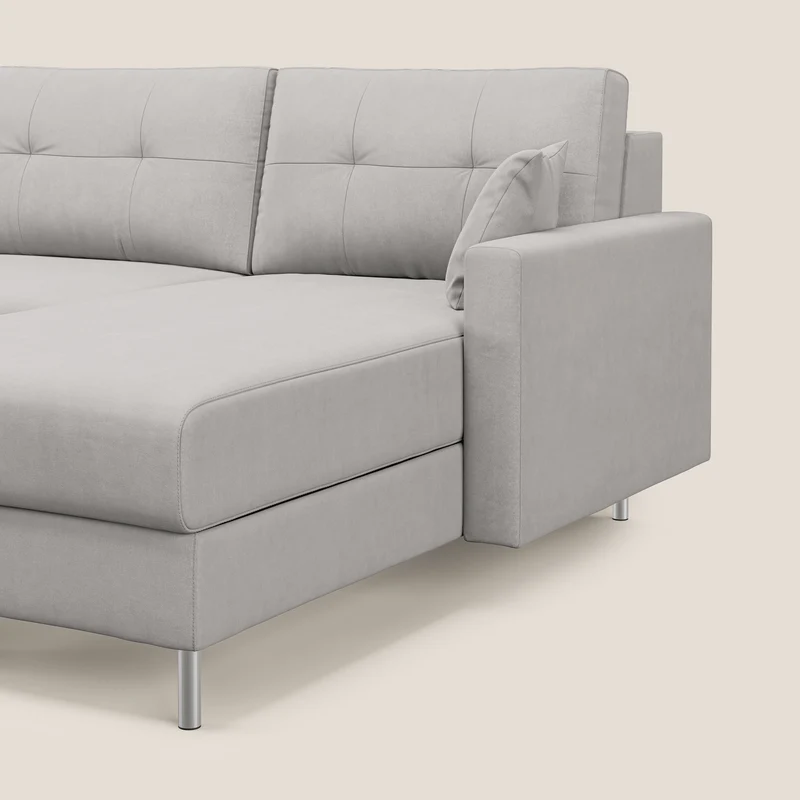 Megan canapé d'angle convertible en microfibre détachable T11 gris clair