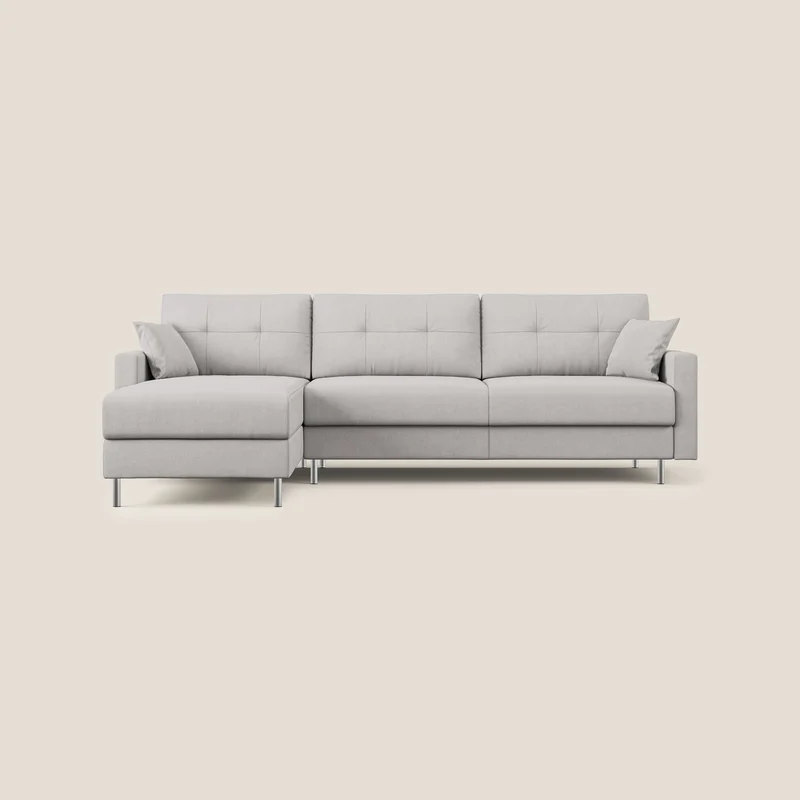 Megan canapé d'angle convertible en microfibre détachable T11 gris clair