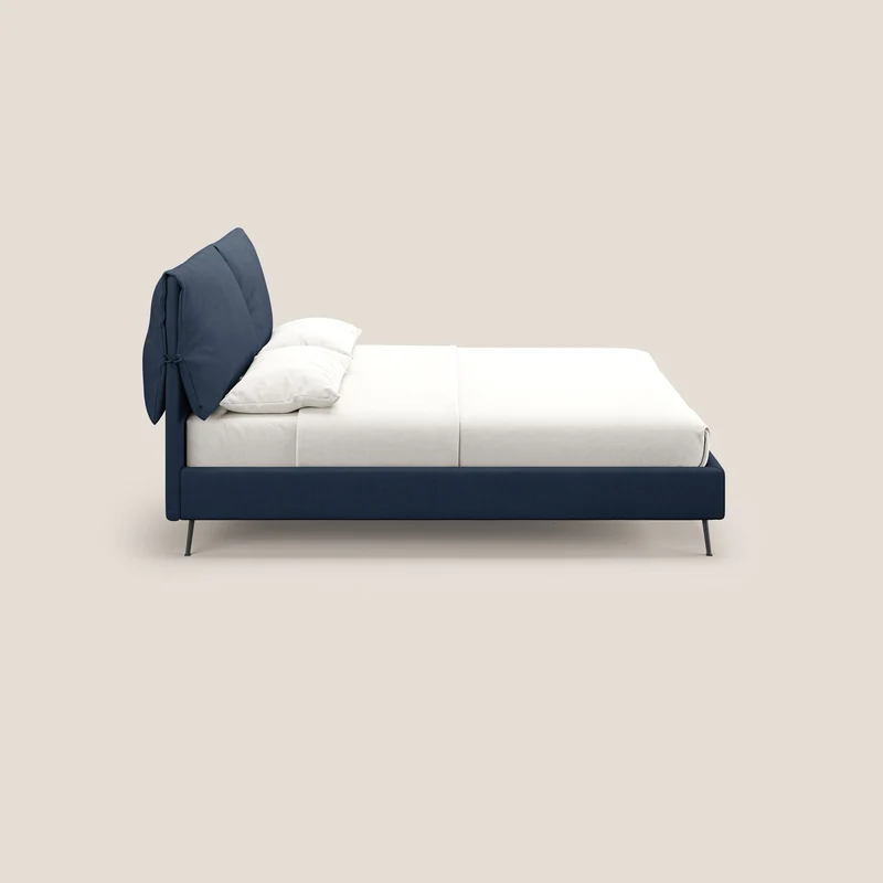 Artemisia lit rembourré avec pieds hauts déhoussable en tissu détachable T17 bleu