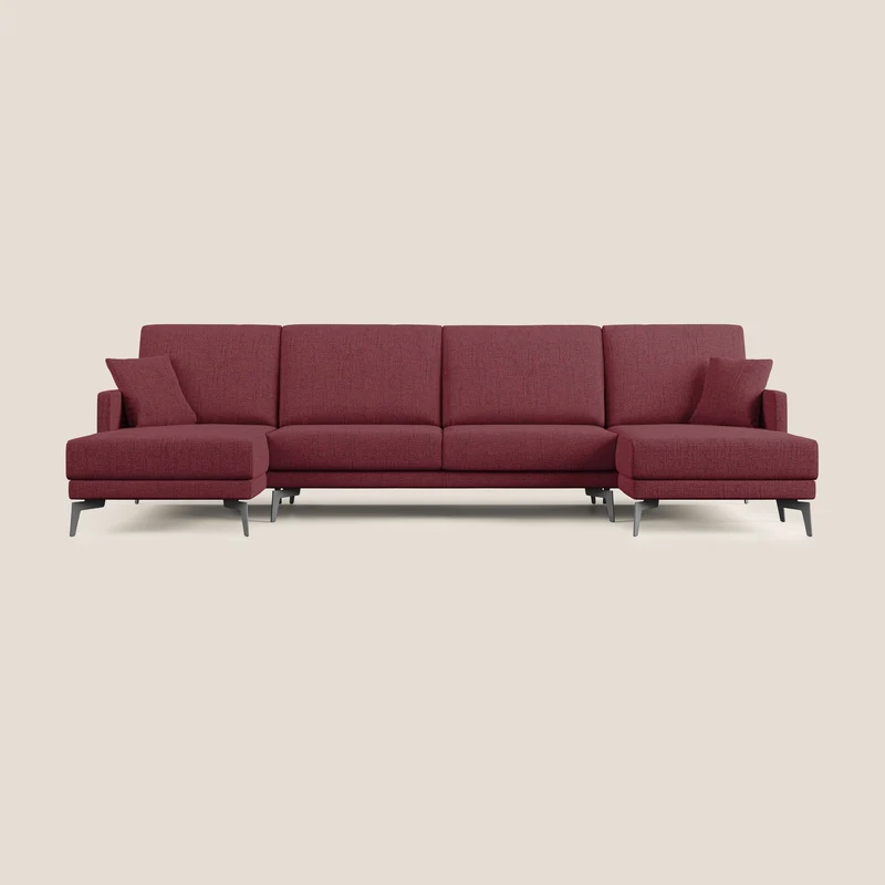 Saturno canapé panoramique moderne en tissu doux imperméable T03 rouge