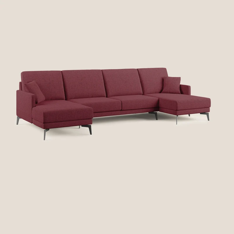 Saturno canapé panoramique moderne en tissu doux imperméable T03 rouge