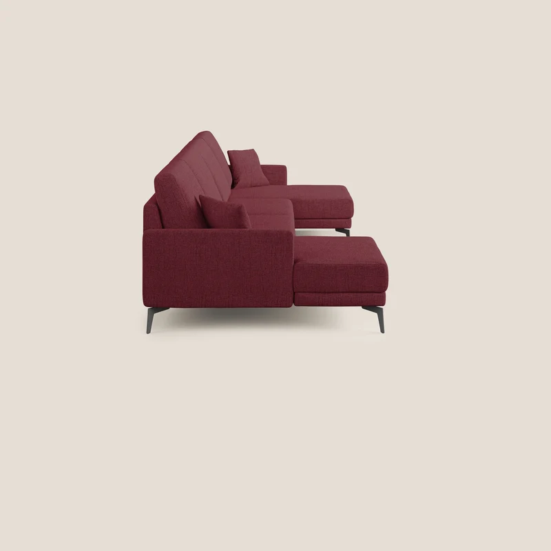 Saturno canapé panoramique moderne en tissu doux imperméable T03 rouge