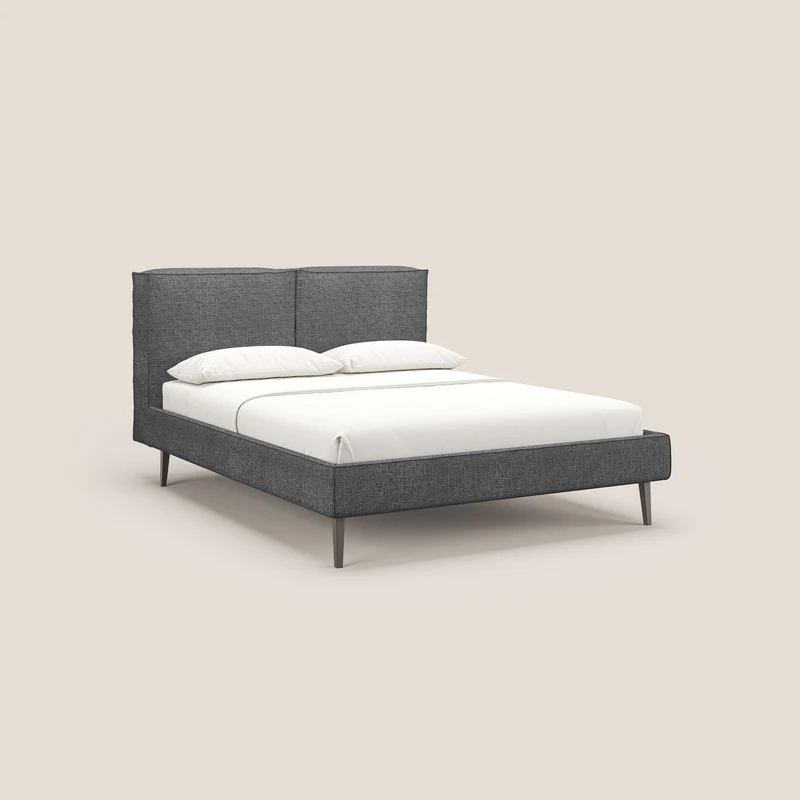 Isotta lit rembourré complètement déhoussable en tissu doux imperméable T10 anthracite