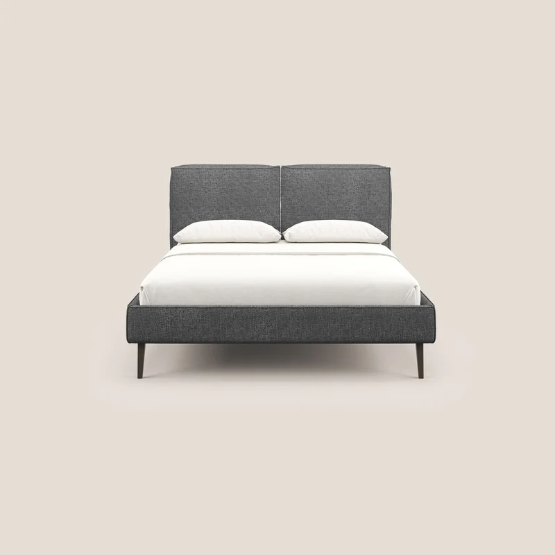 Isotta lit rembourré complètement déhoussable en tissu doux imperméable T10 anthracite