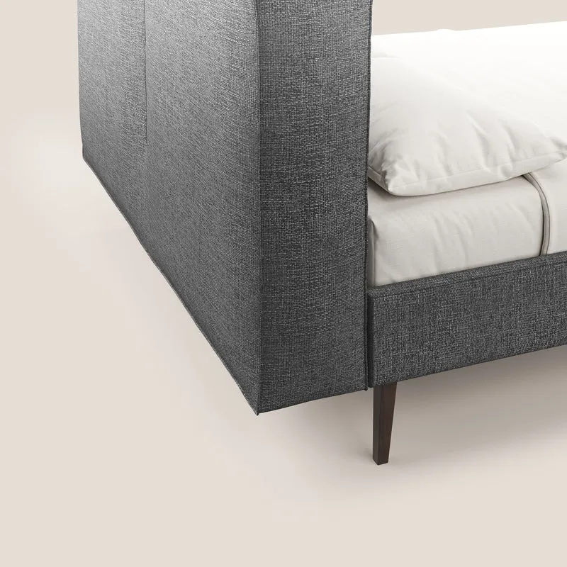 Isotta lit rembourré complètement déhoussable en tissu doux imperméable T10 anthracite