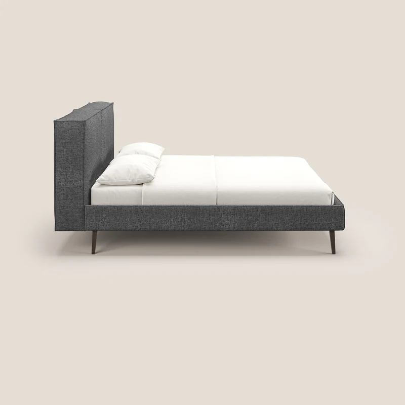 Isotta lit rembourré complètement déhoussable en tissu doux imperméable T10 anthracite