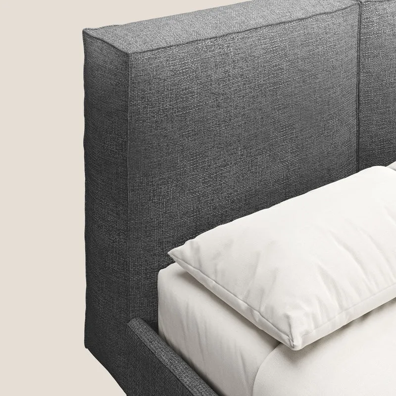 Isotta lit rembourré complètement déhoussable en tissu doux imperméable T10 anthracite