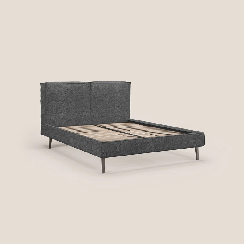 Isotta lit rembourré complètement déhoussable en tissu doux imperméable T10 anthracite