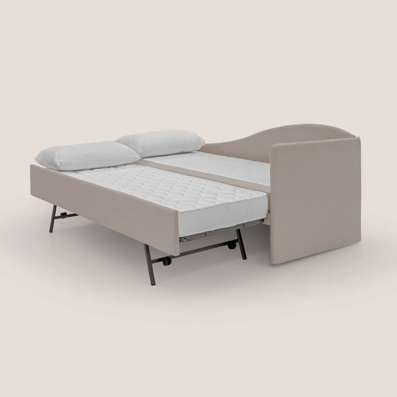 Nolo Canapé duplex avec lits jumeaux et tissu effet coton imperméable T13 crème