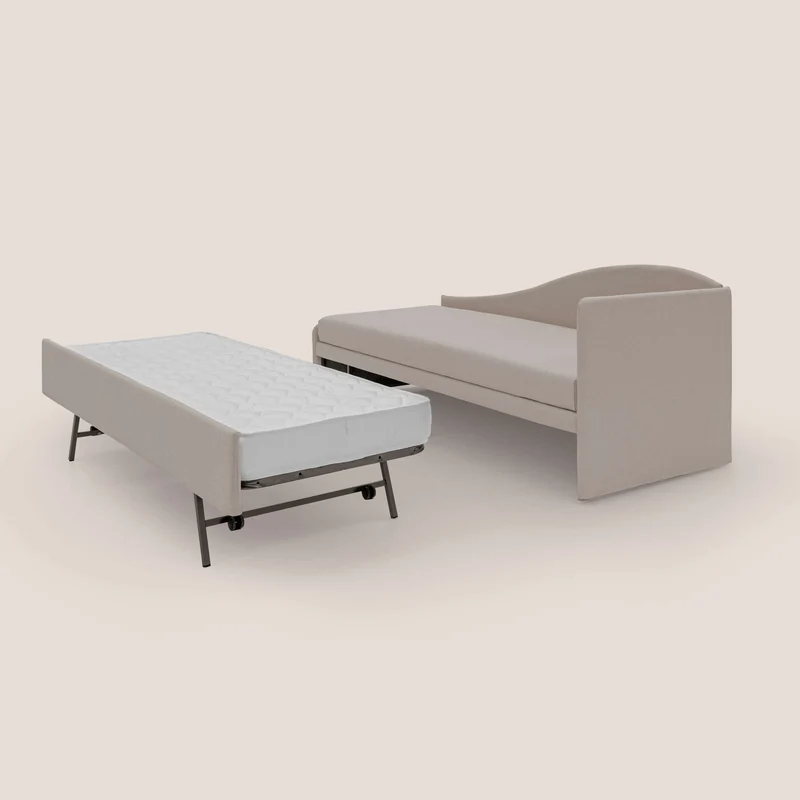 Nolo Canapé duplex avec lits jumeaux et tissu effet coton imperméable T13 crème