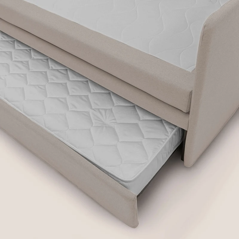 Nolo Canapé duplex avec lits jumeaux et tissu effet coton imperméable T13 crème