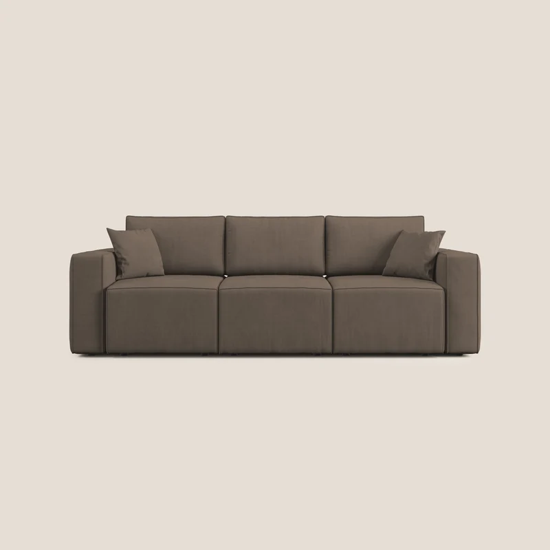Morfeo Canapé avec 3 assises extractibles en tissu doux imperméable T02 marron