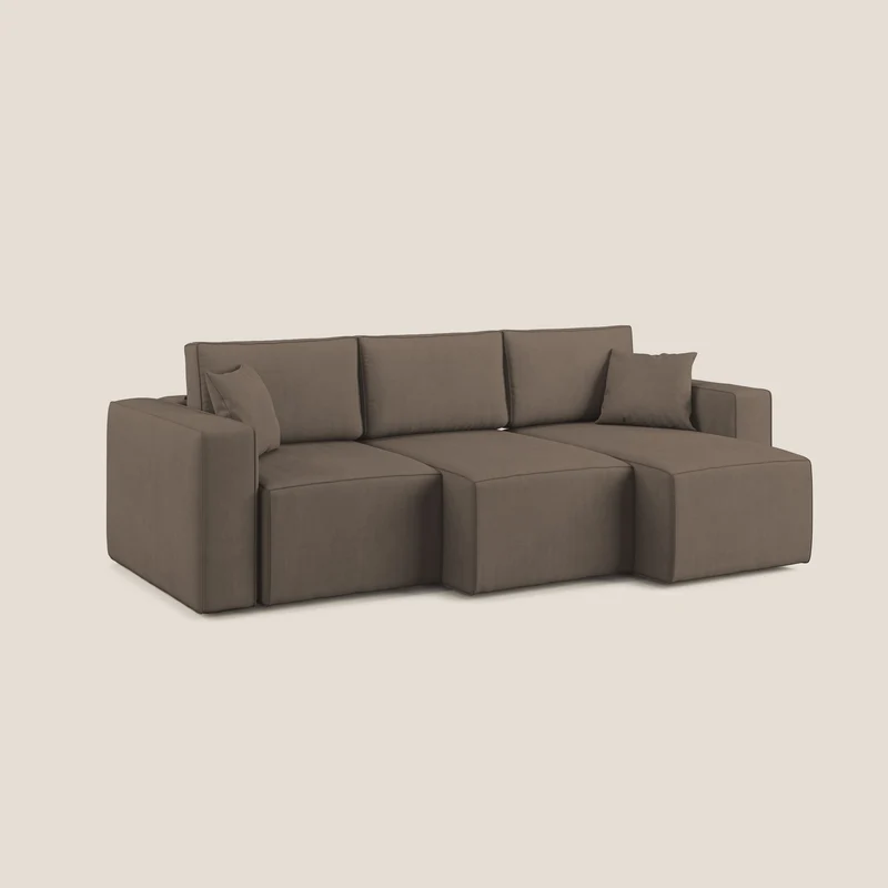 Morfeo Canapé avec 3 assises extractibles en tissu doux imperméable T02 marron