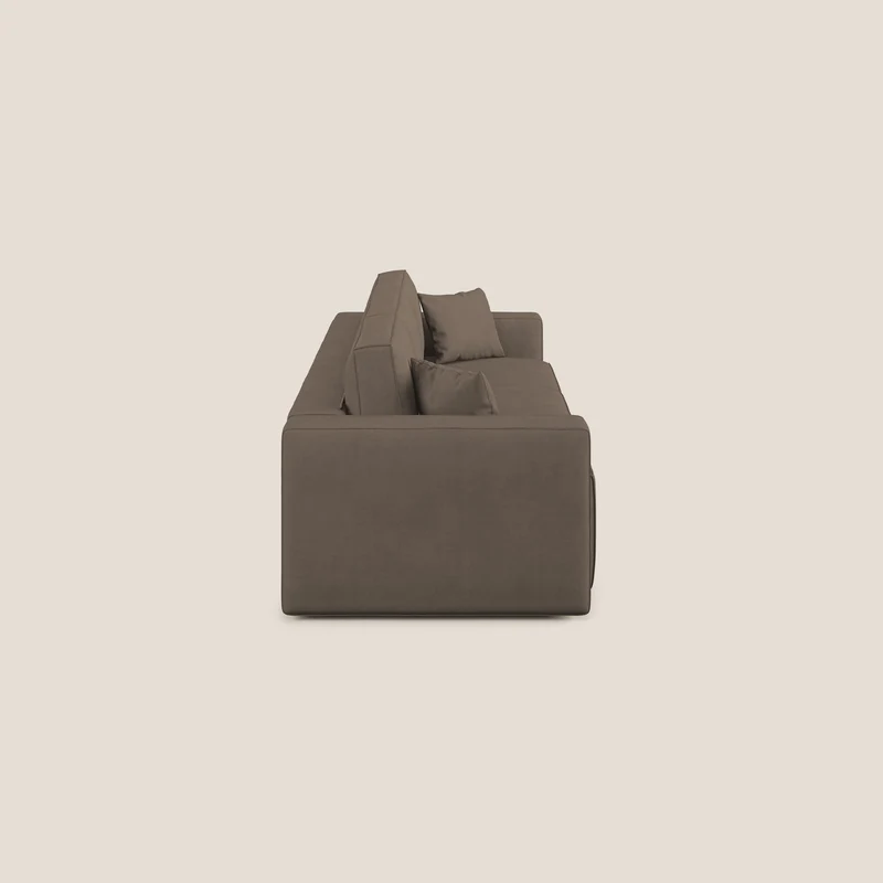 Morfeo Canapé avec 3 assises extractibles en tissu doux imperméable T02 marron