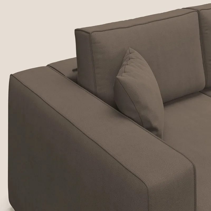 Morfeo Canapé avec 3 assises extractibles en tissu doux imperméable T02 marron