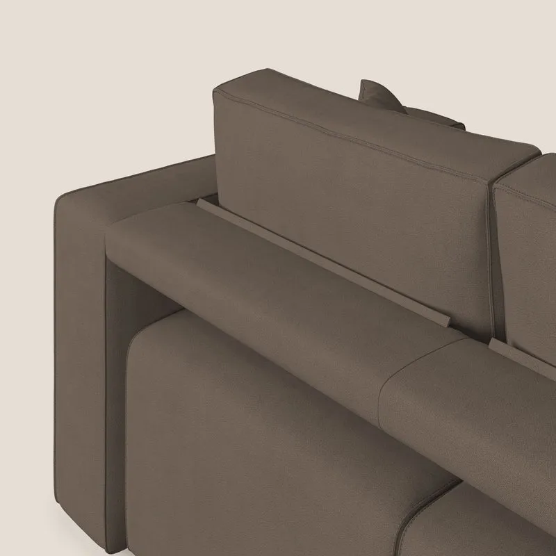 Morfeo Canapé avec 3 assises extractibles en tissu doux imperméable T02 marron