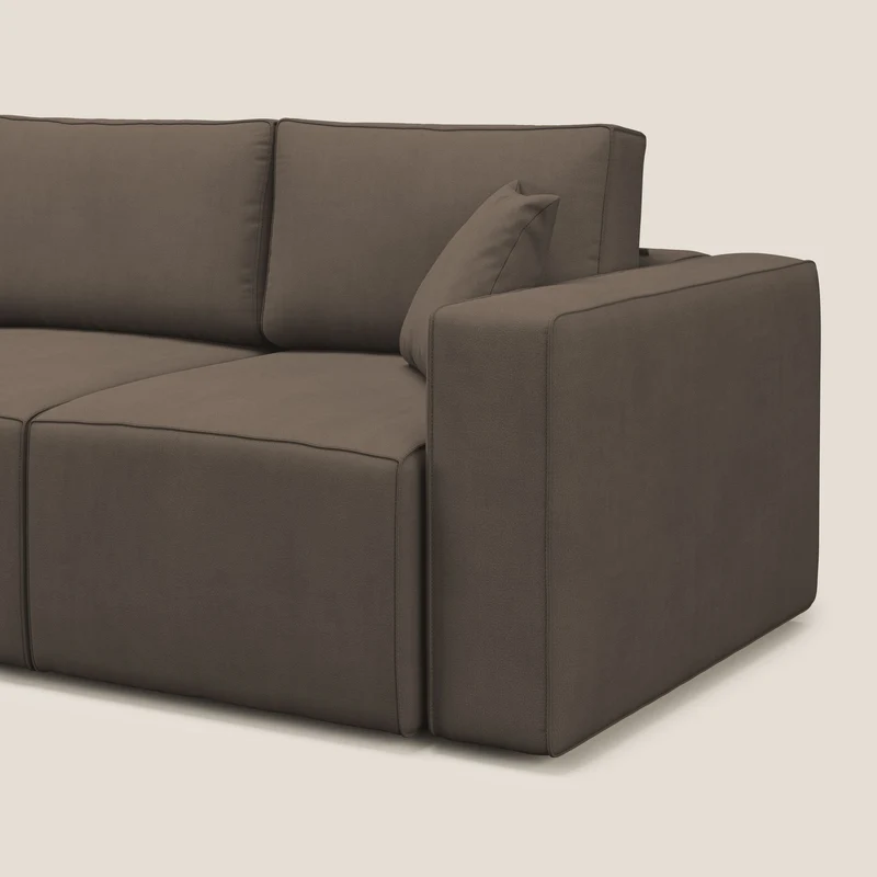 Morfeo Canapé avec 3 assises extractibles en tissu doux imperméable T02 marron