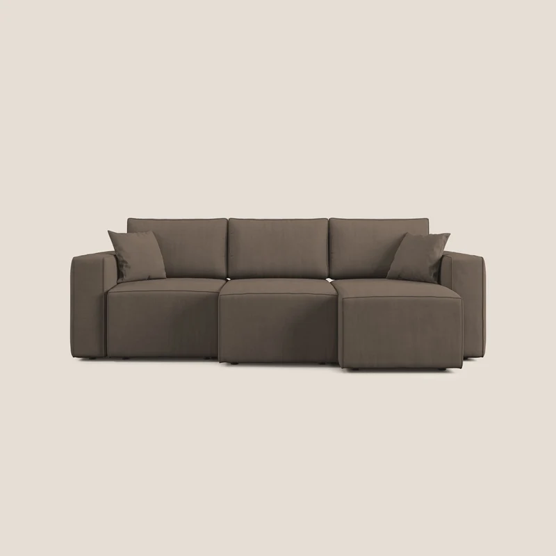 Morfeo Canapé avec 3 assises extractibles en tissu doux imperméable T02 marron