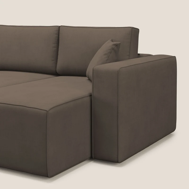 Morfeo Canapé avec 3 assises extractibles en tissu doux imperméable T02 marron