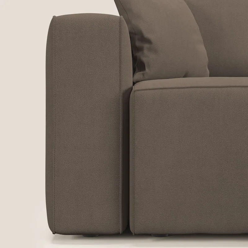 Morfeo Canapé avec 3 assises extractibles en tissu doux imperméable T02 marron