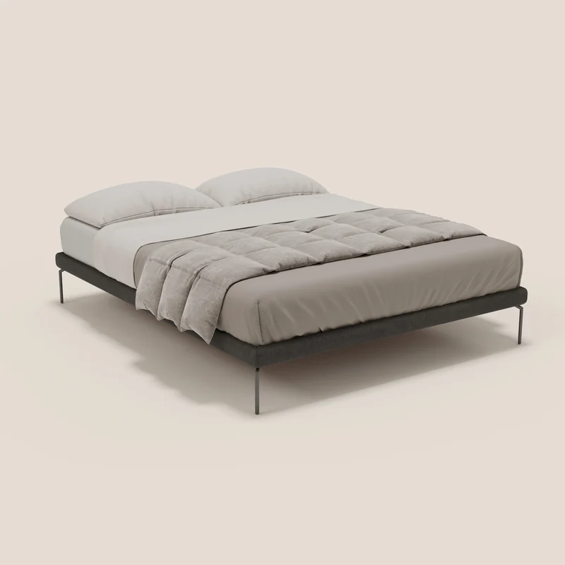 Ring sommier déhoussable avec pieds H 24cm en tissu imperméable T14 anthracite