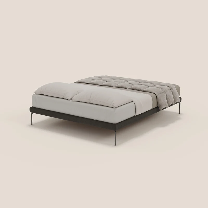 Ring sommier déhoussable avec pieds H 24cm en tissu imperméable T14 anthracite