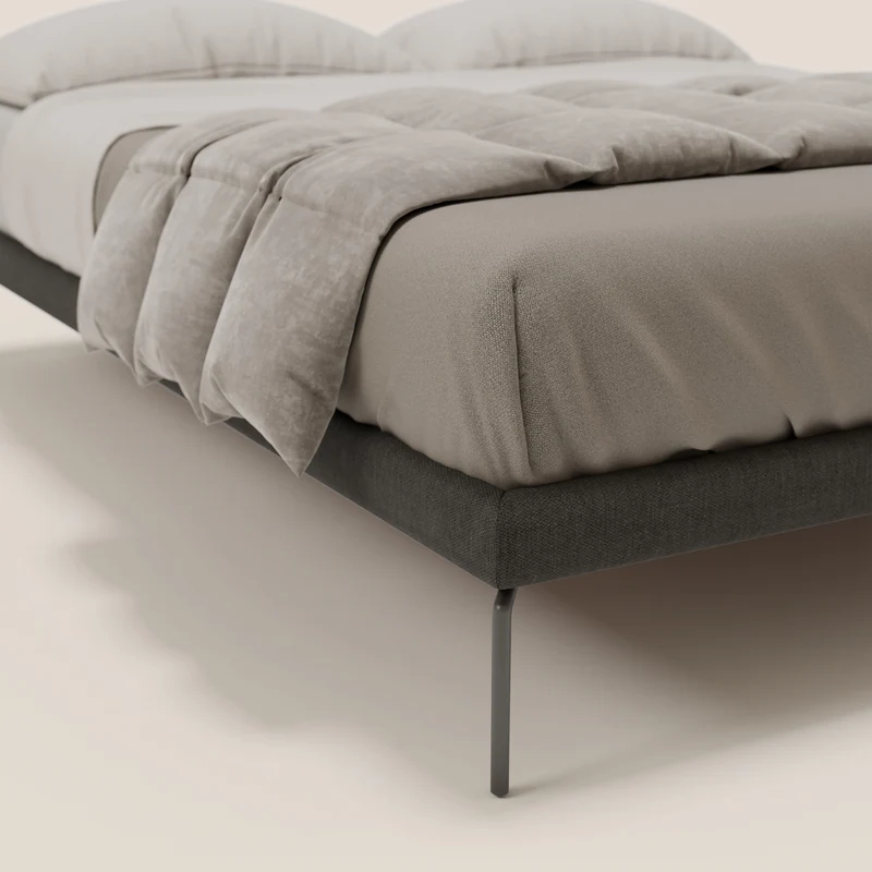 Ring sommier déhoussable avec pieds H 24cm en tissu imperméable T14 anthracite