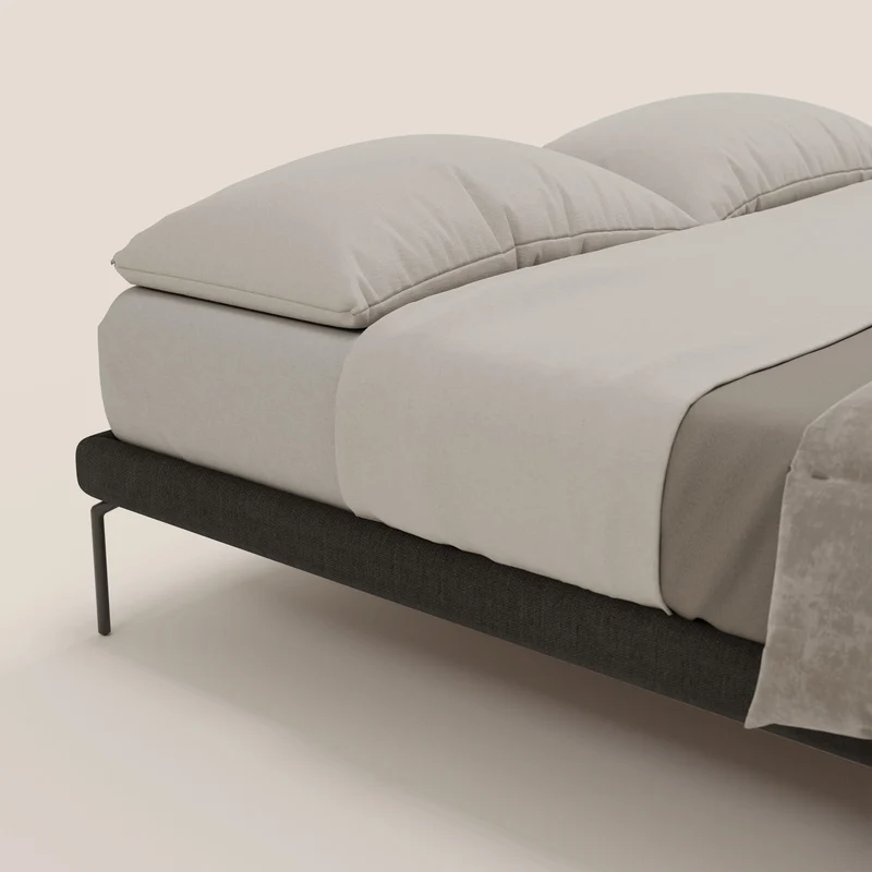 Ring sommier déhoussable avec pieds H 24cm en tissu imperméable T14 anthracite