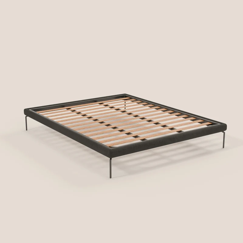 Ring sommier déhoussable avec pieds H 24cm en tissu imperméable T14 anthracite