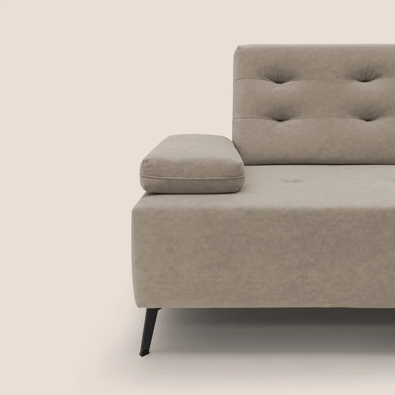 Lugano Canapé d'angle avec dossiers coulissants en velours doux T09 Taupe tortora