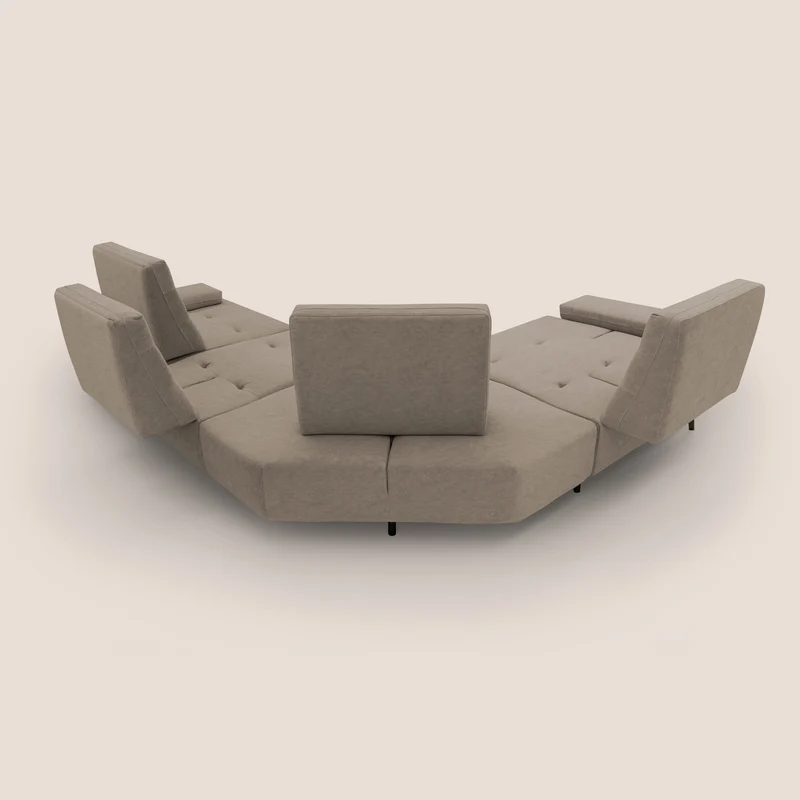 Lugano Canapé d'angle avec dossiers coulissants en velours doux T09 Taupe tortora