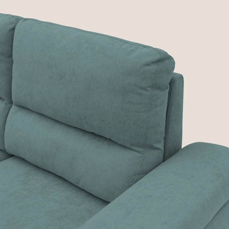 Minerva canapé linéaire avec pouf extractible en tissu doux imperméable T02 bleu canard