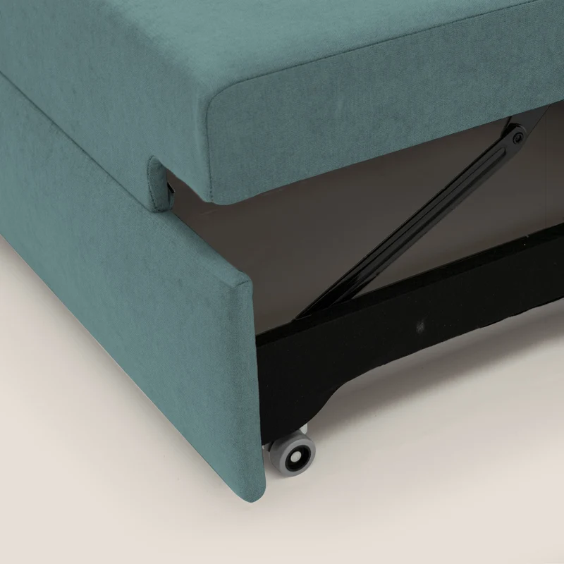 Minerva canapé linéaire avec pouf extractible en tissu doux imperméable T02 bleu canard