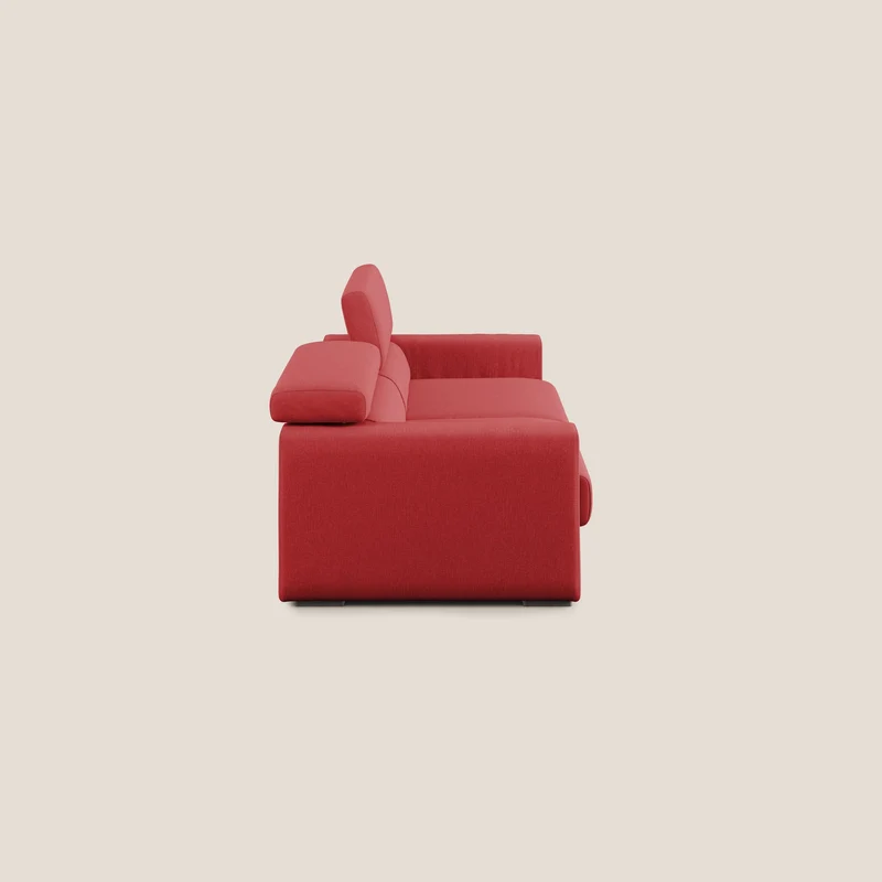 Dylan canapé avec pouf extractible en tissu effet coton imperméable T13 rouge