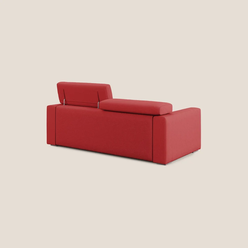 Dylan canapé avec pouf extractible en tissu effet coton imperméable T13 rouge
