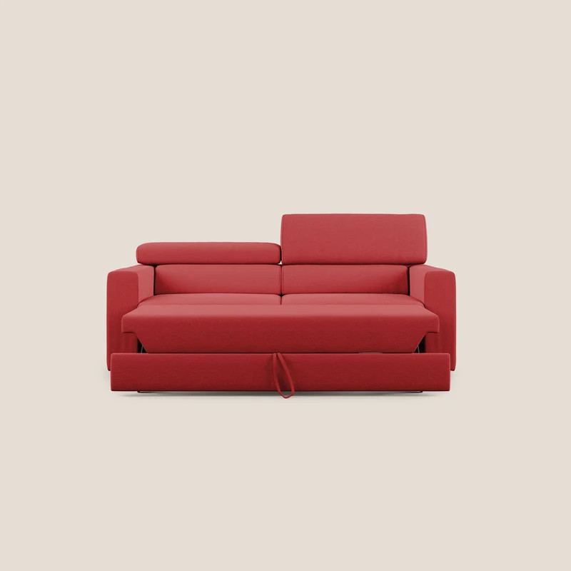 Dylan canapé avec pouf extractible en tissu effet coton imperméable T13 rouge