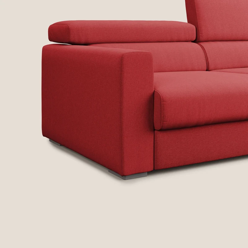 Dylan canapé avec pouf extractible en tissu effet coton imperméable T13 rouge