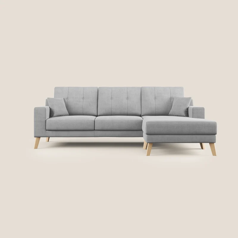 Danish canapé d'angle moderne reversible en tissu doux imperméable T02 gris clair
